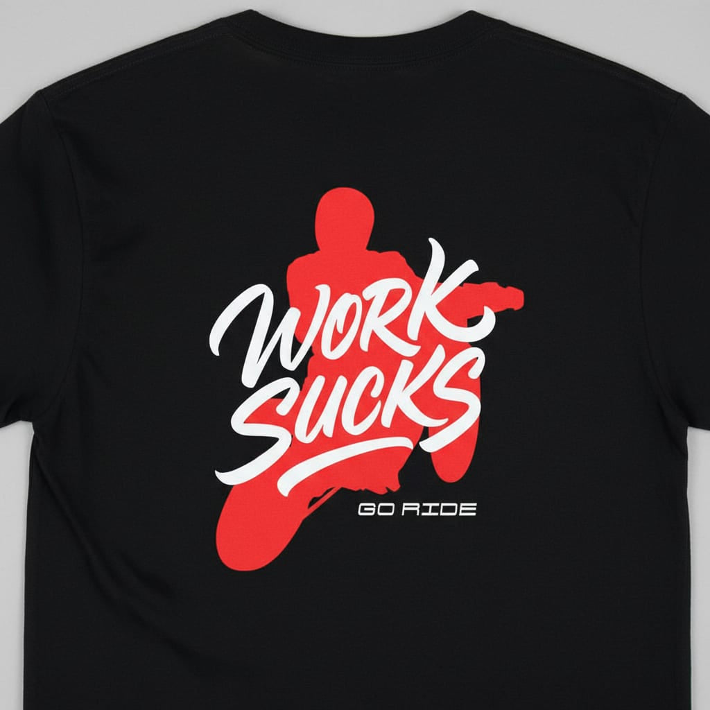 Work Sucks! Go Ride Tee BLK