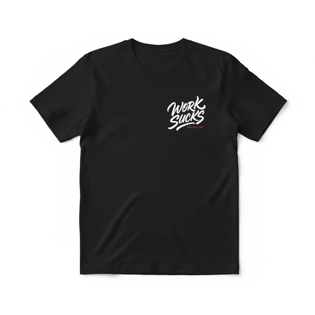 Work Sucks! Go Ride Tee BLK