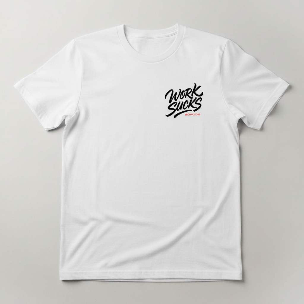 Work Sucks! Go Ride Tee White
